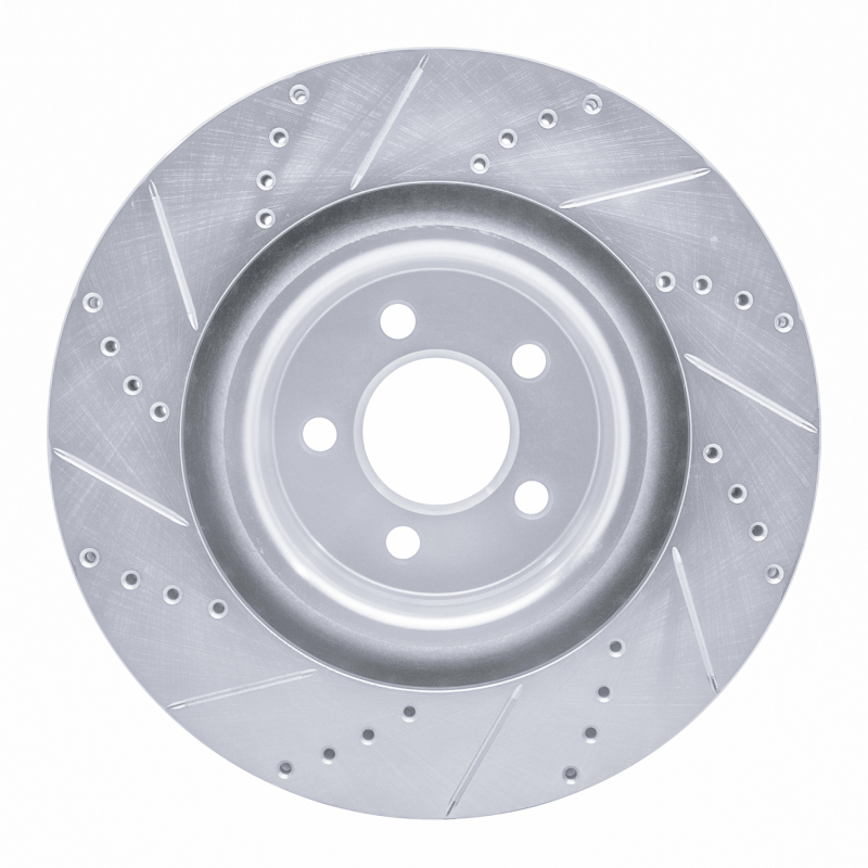 Chrysler 300 Brake Rotor (1) - Front Right - R1 Concepts - Drilled & Slotted - Silver - `05-`23